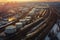 refinery pipelines and storage tanks from above