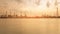 Refinery river front skyline with sunset tone