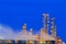 Refinery Structure with cooling tower in twilight