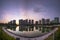 Reflecting building in the lake at the Thanh Xuan park