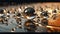 Reflecting Mercury: A Stunning Display of Metallic Droplets on a Mirror