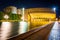 Reflecting pool and Reflection Hall at night, seen at Christian