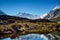 Reflection of Aoraki Mount on a hidden lake