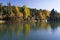 Reflection of autumn trees on water