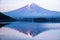 The reflection of beautiful Fuji mountain with bridge in lake  in the summer, the famous landmark and attraction place of tourists