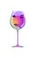 Reflection of a beautiful girl in silhouette glass, sketch goblet. Cartoon character and drink. Isolated of white background. Vect