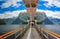 Reflection on a boat in Milford Sound