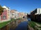 The Reflection of Colorful Houses along the Onyar River of Girona