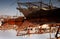 Reflection of dhows, traditional fishing boats. The image has been roatated 180 degree to show the clear reflection on water