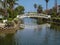 Reflection of foot bridge in Venice beach, California