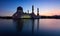 Reflection of Kota Kinabalu mosque at blue hour in Sabah, Borneo