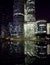 Reflection of La Defense Office buildings at night