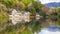 The reflection of Lake Kinrinko in Yufuin Town Oita, Japan