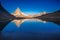 Reflection of the Matterhorn on blue lake at sunrise, Swiss Alps, Zermatt