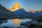 Reflection of the Matterhorn on blue lake at sunrise, Swiss Alps, Zermatt