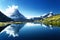 Reflection of Matterhorn in lake, Zermatt