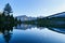 Reflection of the mountain on water, mirror image of mountains in water