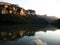 Reflection of mountains in Ebro river lake dam Embalse de Sobron on border of Basque Country Castile and Leon Spain