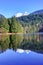 Reflection of mountains and forest in Alice lake