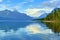 Reflection of Mountains in McDonald lake in Glacier National Park