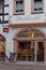 Reflection of an old Historic building in Market platz downtown near Castle Fechenbach in Dieburg, Germany