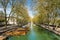 Reflection of Pont des Amours Bridge of Love in Annecy, France