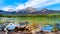 Reflection of Pyramid Mountain, in the Victoria Cross Range, in Pyramid Lake in Jasper National Park