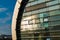 Reflection of sea in facade of railway station in Adler