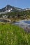 Reflection of Sivrya peak and Banski lakes, Pirin Mountain