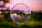 Reflection sky in the soap bubble