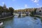 Reflection of the sky in Tiber River in Rome, Italy