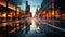 Reflection of skyscrapers in the windows of a modern office building