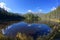 Reflection on Smreczynski lake in Koscieliska Valley, Tatras Mountains in Poland