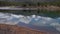 Reflection of snow-capped mountains in the water of the lake, Pikes Peak Mountains in Colorado Spring,  USA