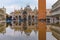 The reflection of St Mark`s Basilica and Campanile at St Mark`s Square, Venice, Italy