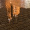 The reflection of the St. Mary`s Basilica in Krakow