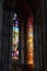 reflection of stained glass in a church