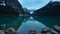 Reflection on the still water of Lake Louise