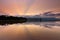 Reflection of sun rays at sunrise in Sabah,Malaysia,Borneo