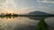 Reflection sunrise in Paddy Field at Bukit Mertajam, Penang, Malaysia.