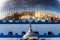 Reflection of surrounding buildings on the dome of a muslim mosque