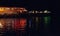 Reflection in water of light from colored lanterns in the state of Louisiana, USA