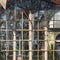 Reflection on a window in an abandoned resort