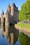 Reflections of the Amsterdamse Poort city gate built between 1400 and 1500 in Haarlem