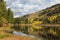 Reflections of autumn on Chapman Lake, Colorado.