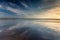 Reflections on the beach at low tide, Saunton Sands, on the north Devon coast