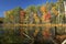 Reflections of bright fall foliage in Plymouth, New Hampshire.