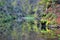 Reflections in canyon breakthrough of River Hornad in Slovak Paradise during autumn