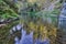 Reflections in canyon breakthrough of River Hornad in Slovak Paradise during autumn