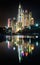 Reflections of Dubai Marina towers, Dubai, United Arab Emirates